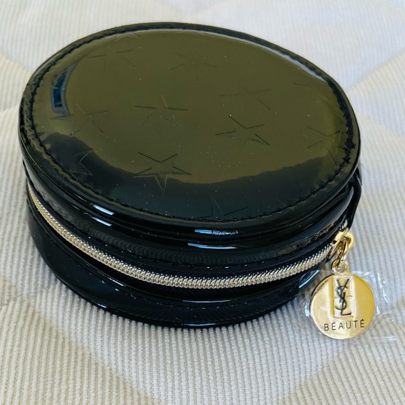 YSL Yves Saint Laurent Mini Black Patent Foundation Case MakeUp Case Coin Purse - Picture 4 of 9